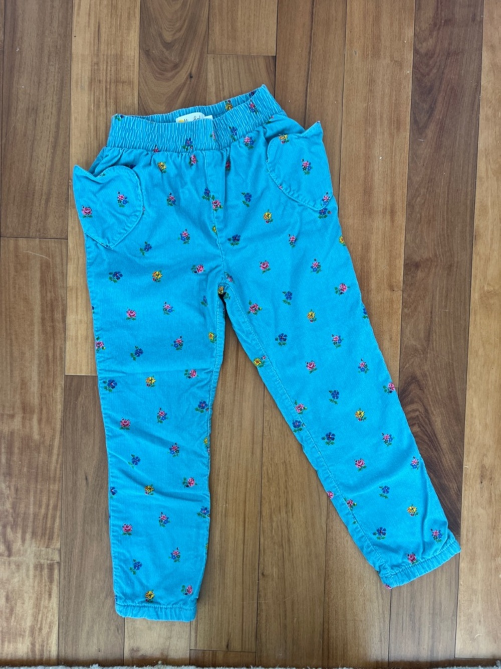 Turquoise Floral Corduroy Boden Kids Pants - 6Y/116cm